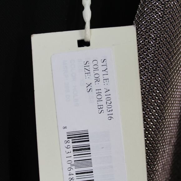 Ramy Brook Metallic Sparkly Faux-Wrap Mini Balloon Sleeve Cocktail Dress - Picture 7 of 7